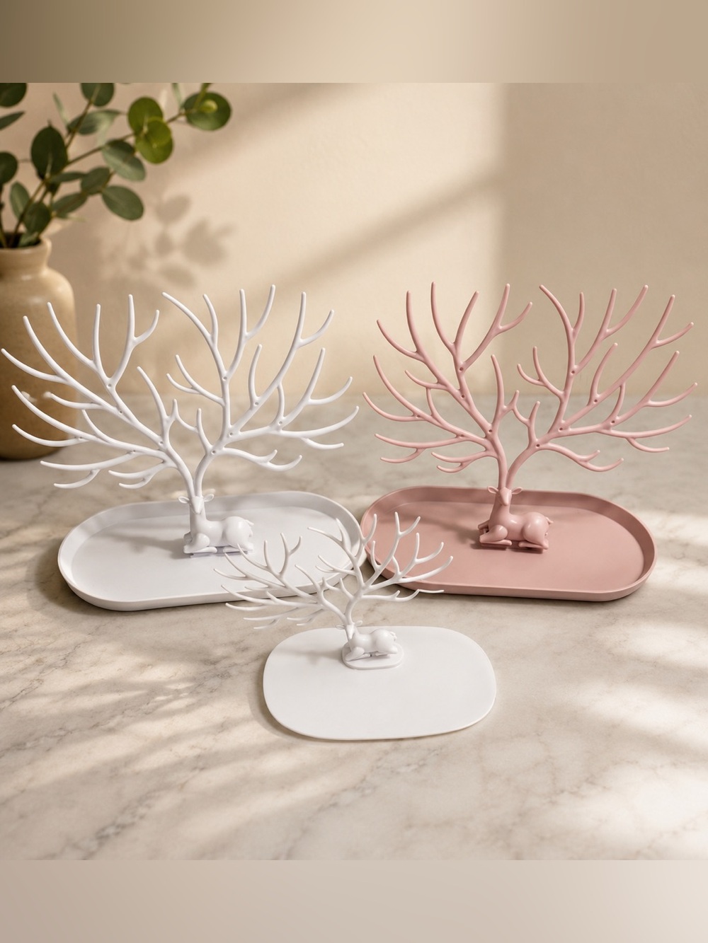 🆕 3 for $10 Antler Jewelry Dish Trio - White & Blush Tree Ring Holders